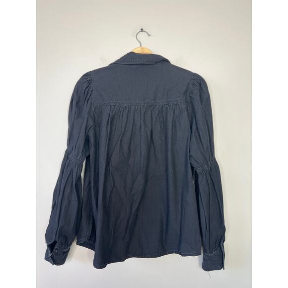 NEW Cleobella Button Down Cotton Blakely Blouse Charcoal Black Size: Medium - Picture 7 of 9
